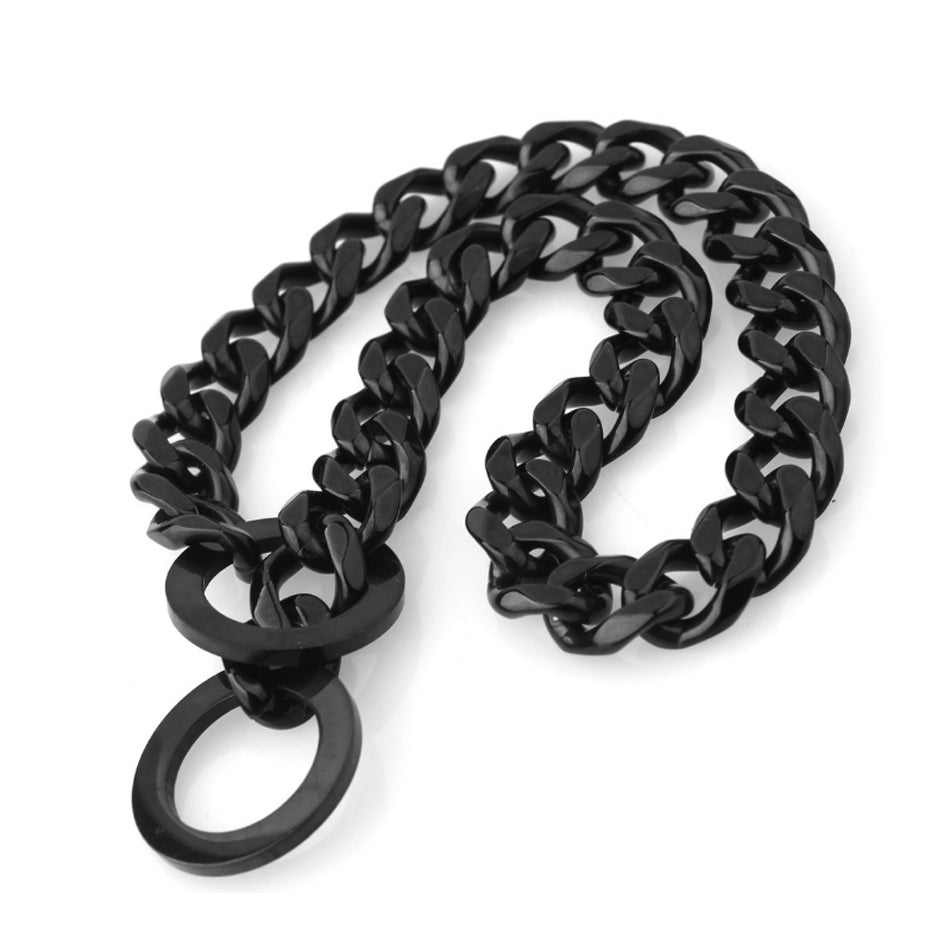Black Dog Chain Collar - Cuban Link Slip Chain